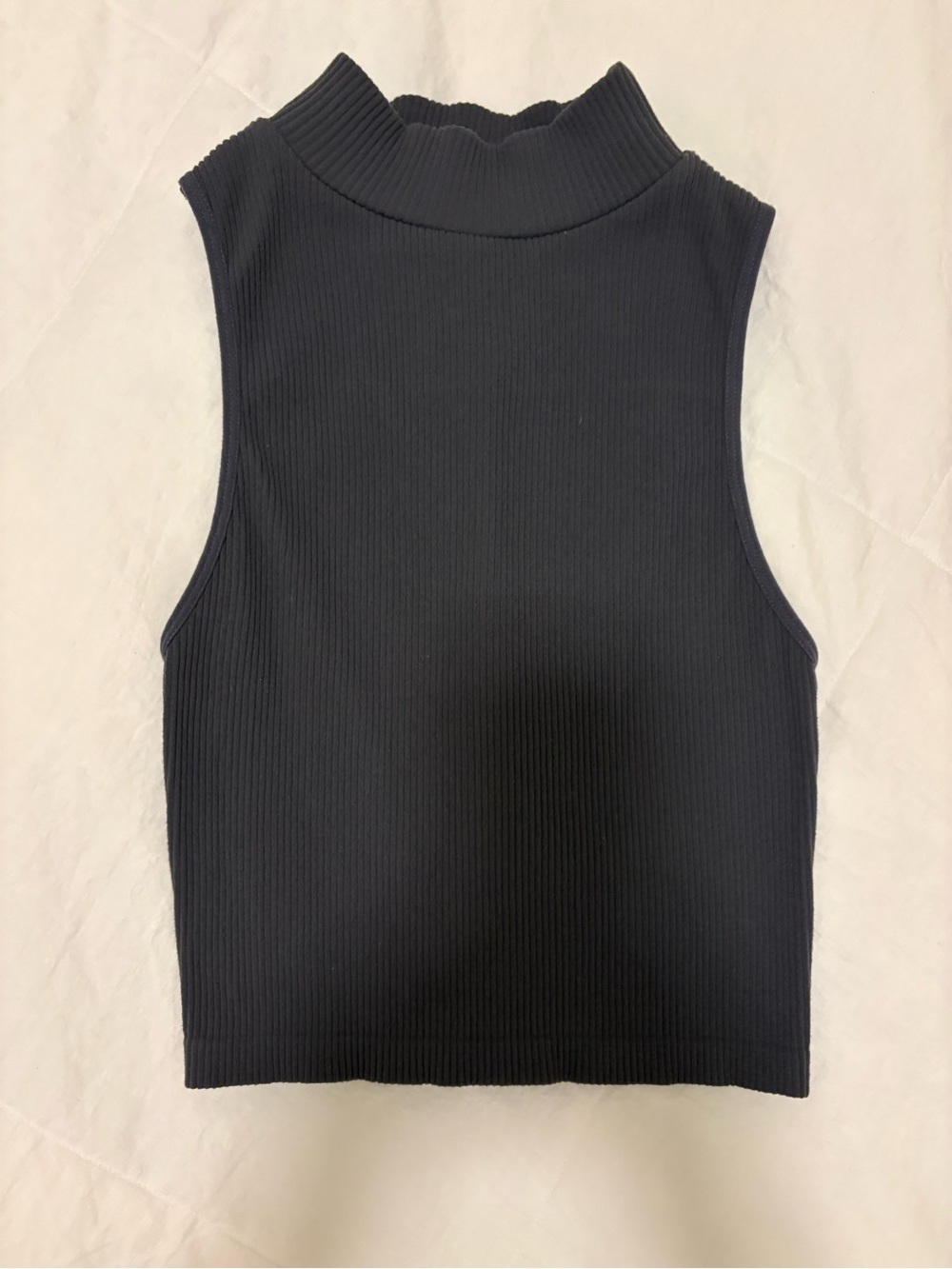 Zara Grey Ribbed Mock Neck Tank